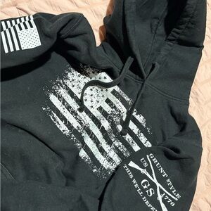Grunt Style Black Hoodie with White Flag